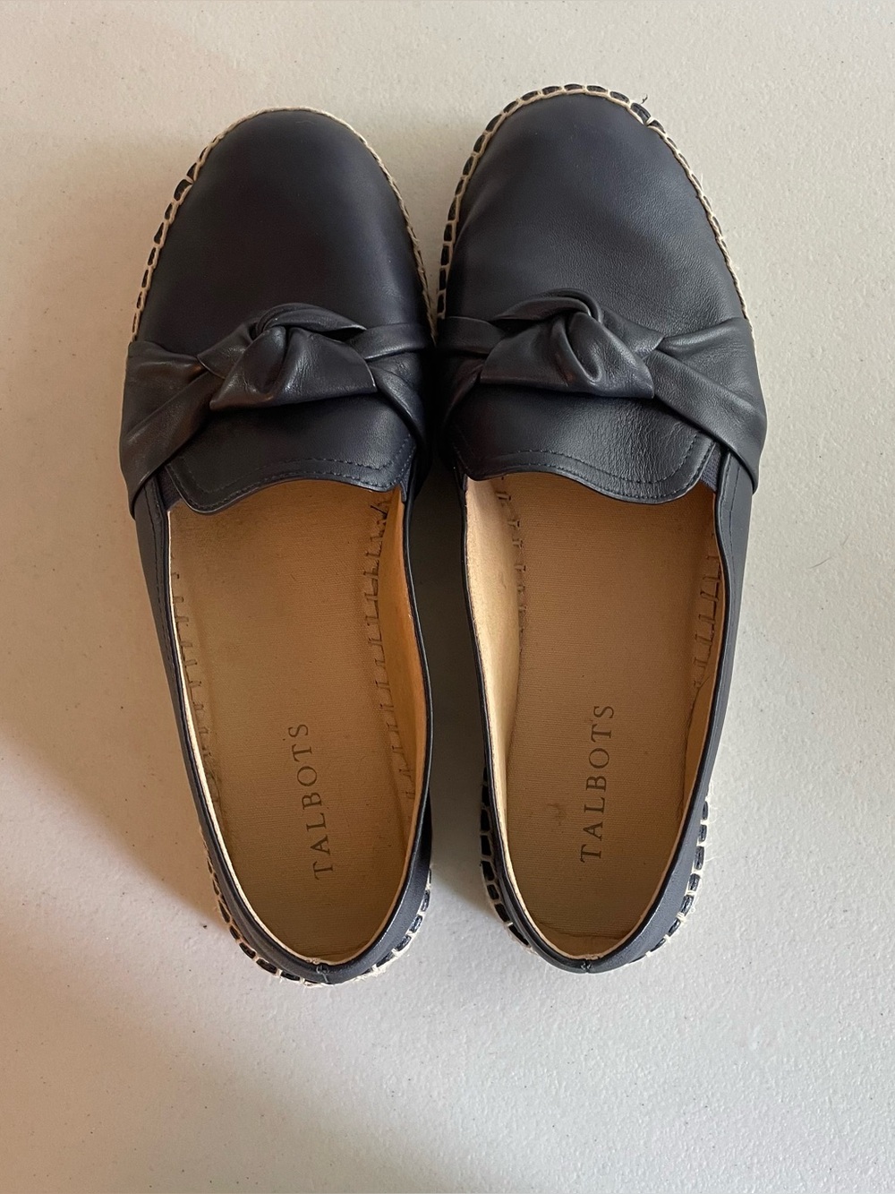 TALBOTS Navy Izzy Knot Leather Espadrille Flats NWOB, size 8.5 - Picture 5 of 8